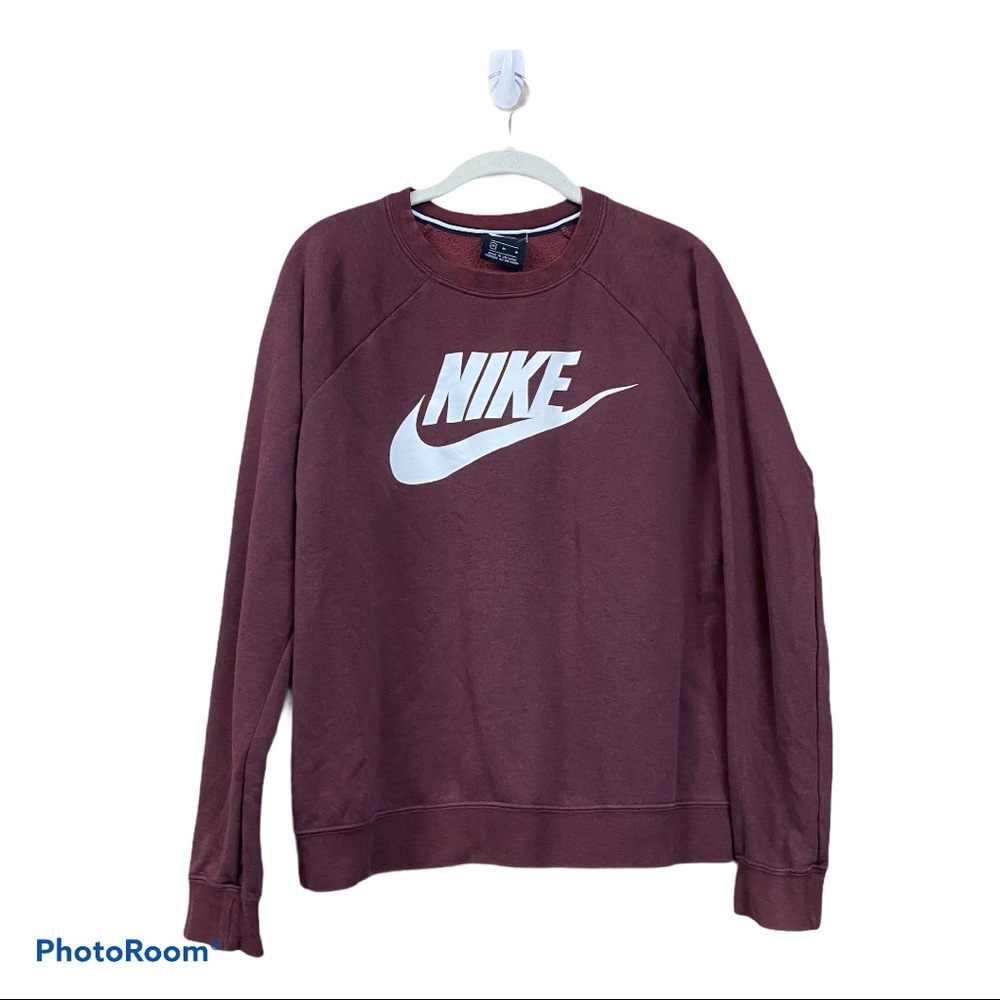 Nike Maroon Logo Pullover Sweatshirt Medium - Picture 4 of 6